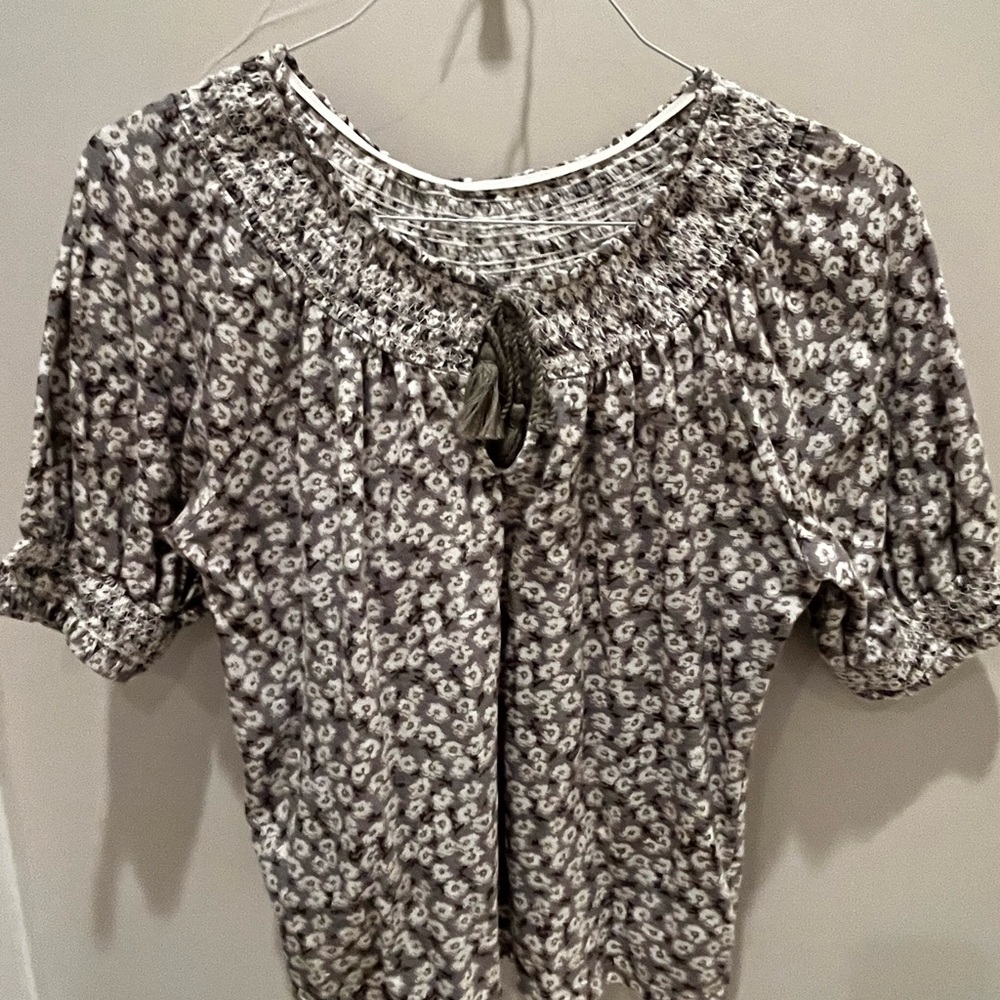 Lucky Brand Green and White Floral Blouse